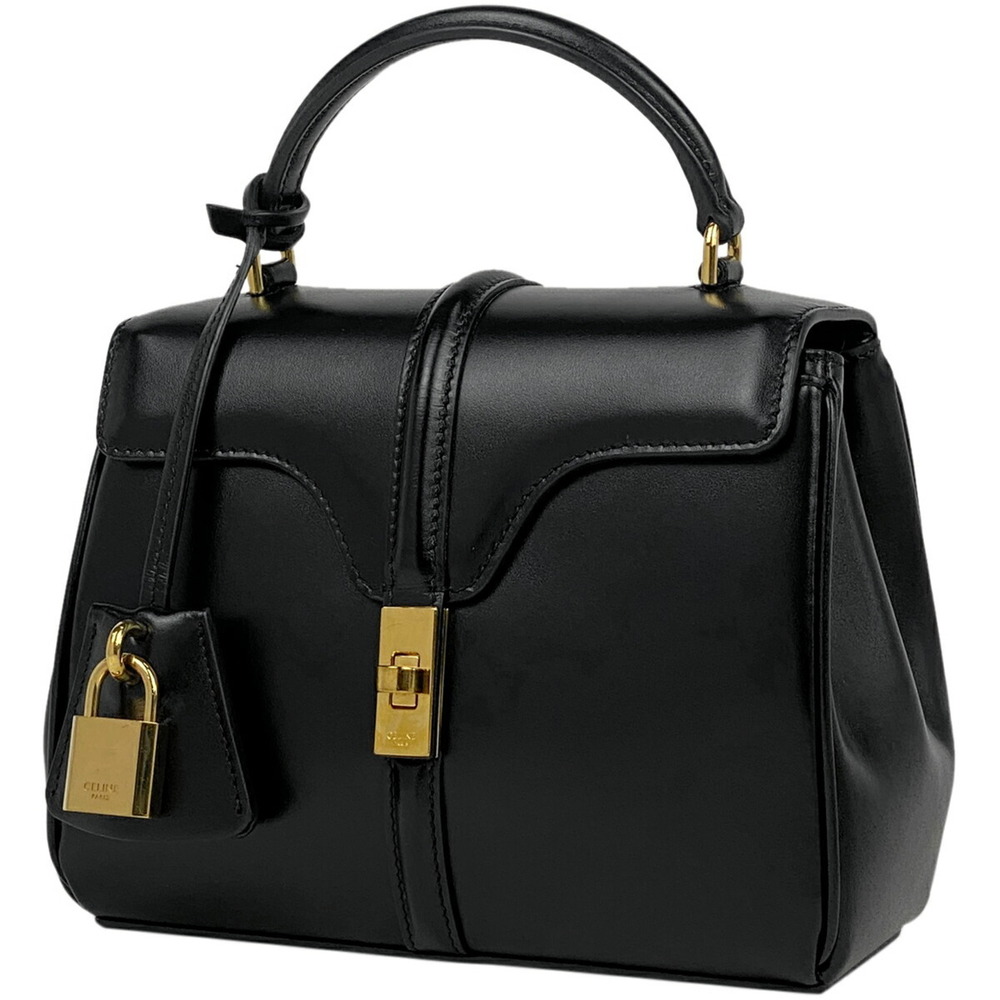 Celine Seize Handbag Shoulder Bag Leather Black